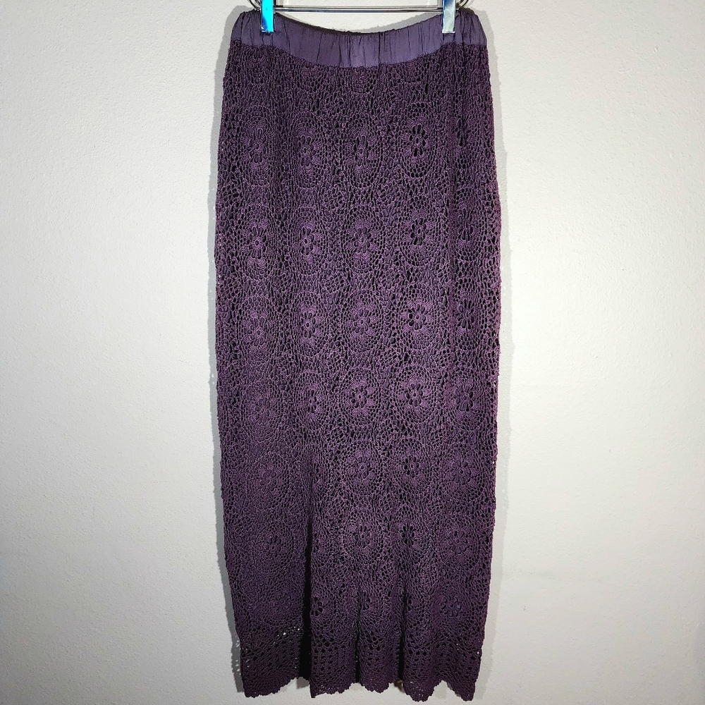 VTG JENNIFER KELLY Purple Crochet Pencil Skirt